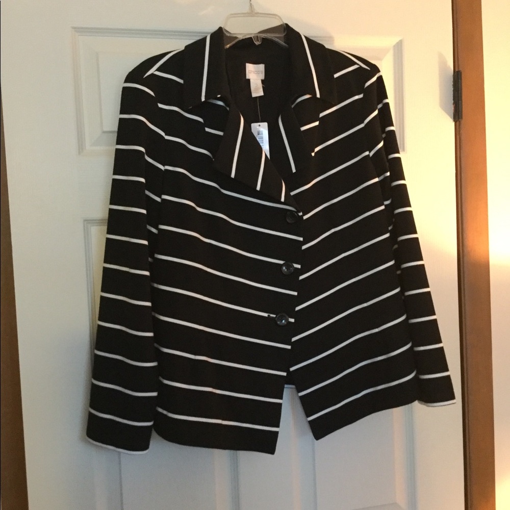 Chico’s NWT Black White Stripe Jacket